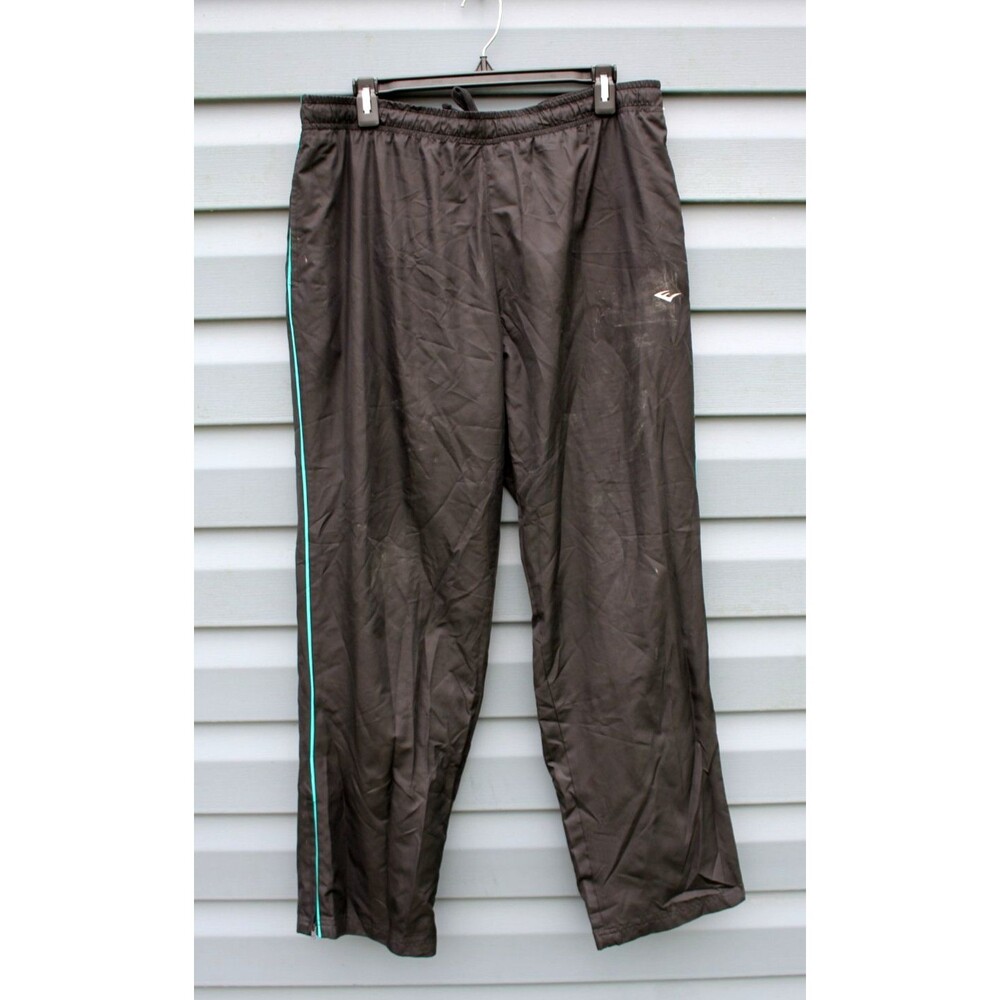 Everlast Mens Size MEDIUM Black Track Pants Windbreaker Joggers Mesh Lined Long